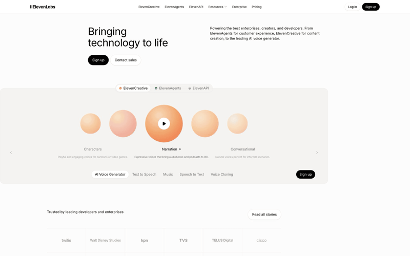 A cloned and rebranded ElevenLabs site