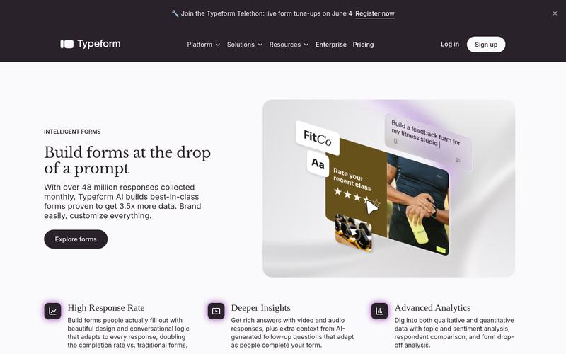 A cloned and rebranded Typeform site